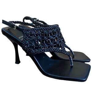 NWOT Jeffery Campbell Millenia 8.5 Black Square Toe Stiletto Sandals Heels